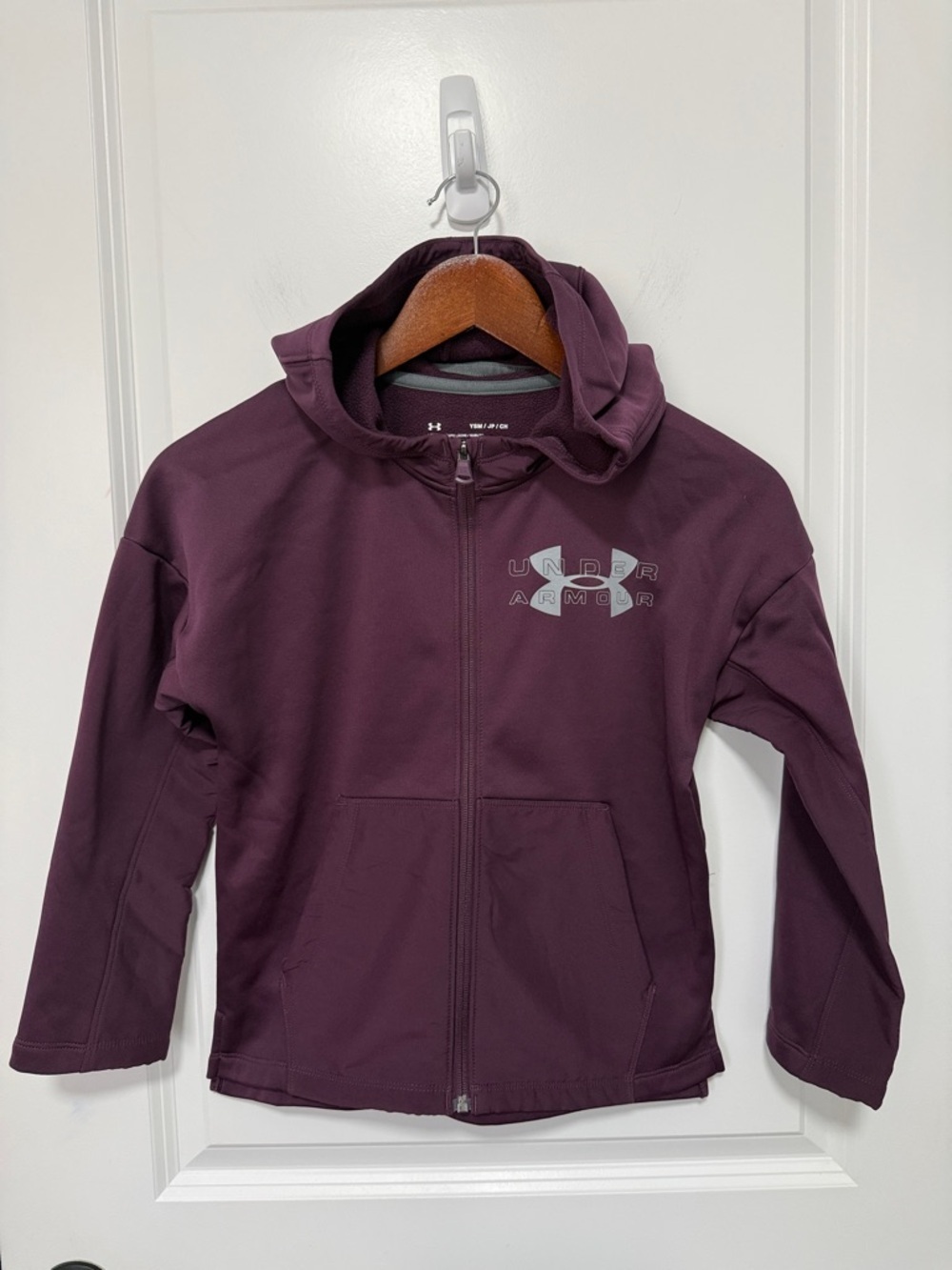 Under Armour Girls Loose Fit ColdGear Long Sleeve Zip Up Purple size YSM
